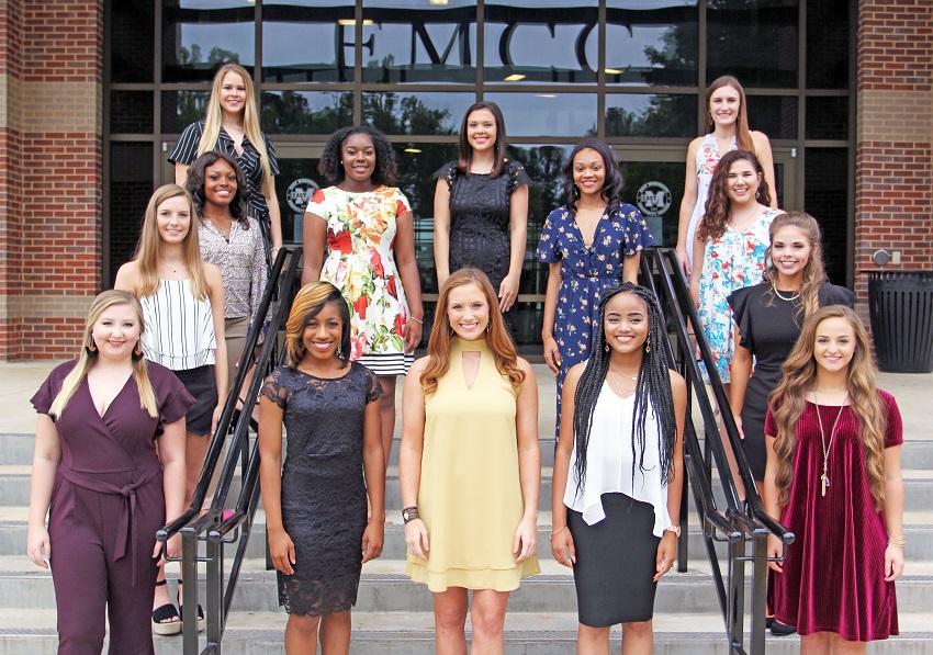 EMCC’s 2018 Homecoming Court will be presented during halftime of the No. 1 ranked Lions’ football game against Holmes Community College on Saturday, Oct. 13. At that time, one member of the court will be named Homecoming Queen. Members of the court, pictured from left are: (First row) Carley Hurst of Caledonia, India Jones of Laurel, Rylee Bowman of Ackerman, Morgan Jones of Columbus and Kathryn Reeves of Morton. (Second row) Abby Bates of West Point and Lauren Walker of Collinsville. (Third row) Leah Jackson of Starkville, Alexandria Jennings of Columbus, Grace Yarbrough of Louisville and Stephanie Kauffman of Macon. (Fourth row) Blair Madison of Columbus, Ellie Yarbrough of Louisville and Melanie Moore of Caledonia. EMCC’s 2018 Homecoming Court will be presented during halftime of the No. 1 ranked Lions’ football game against Holmes Community College on Saturday, Oct. 13. At that time, one member of the court will be named Homecoming Queen. Members of the court, pictured from left are: (First row) Carley Hurst of Caledonia, India Jones of Laurel, Rylee Bowman of Ackerman, Morgan Jones of Columbus and Kathryn Reeves of Morton. (Second row) Abby Bates of West Point and Lauren Walker of Collinsville. (Third row) Leah Jackson of Starkville, Alexandria Jennings of Columbus, Grace Yarbrough of Louisville and Stephanie Kauffman of Macon. (Fourth row) Blair Madison of Columbus, Ellie Yarbrough of Louisville and Melanie Moore of Caledonia.