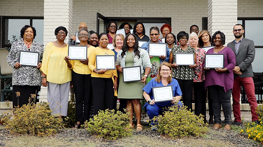 Representatives from child care centers and Head Start centers in Clay, Kemper, Lowndes, Noxubee, Oktibbeha and Webster counties attended a training session at East Mississippi Community College’s Lion Hills Center that was hosted by the Early Childhood Academy, which has launched a pilot program to help the facilities prepare children for entry into the public school system. Representatives from child care centers and Head Start centers in Clay, Kemper, Lowndes, Noxubee, Oktibbeha and Webster counties attended a training session at East Mississippi Community College’s Lion Hills Center that was hosted by the Early Childhood Academy, which has launched a pilot program to help the facilities prepare children for entry into the public school system.